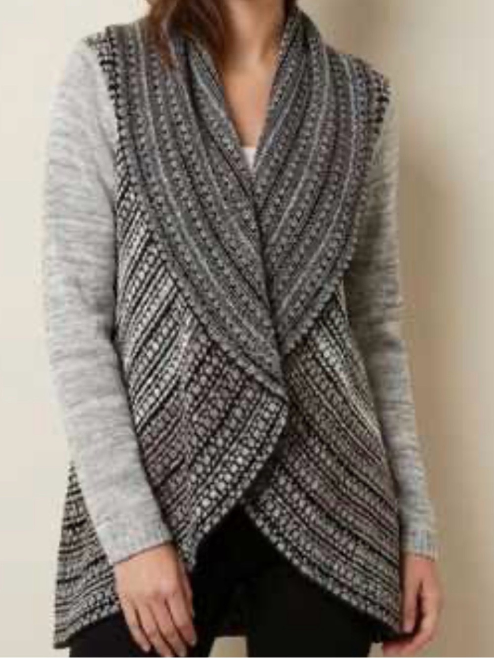 NWT SIONI L open-front draped waterfall cardigan in neutral tones